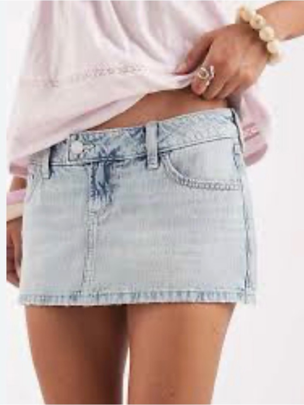 Hollister Light Wash Blue Denim Mini Skirt, 5